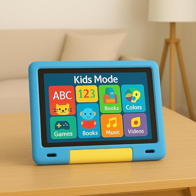 10.1 Inch Kids Tablet with Shockproof Case | Android 14, 64GB+8GB RAM, 12H Battery | Parental Control, Google Kids Space & Preloaded Educational Apps | WiFi 6, HD Display, Ages 3-12