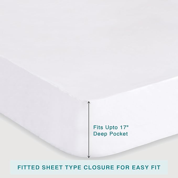 Fabdreams Organic Twin Size Waterproof Mattress Protector, 39" x 77", White, Temperature Regulating, Breathable, 100% Organic Cotton