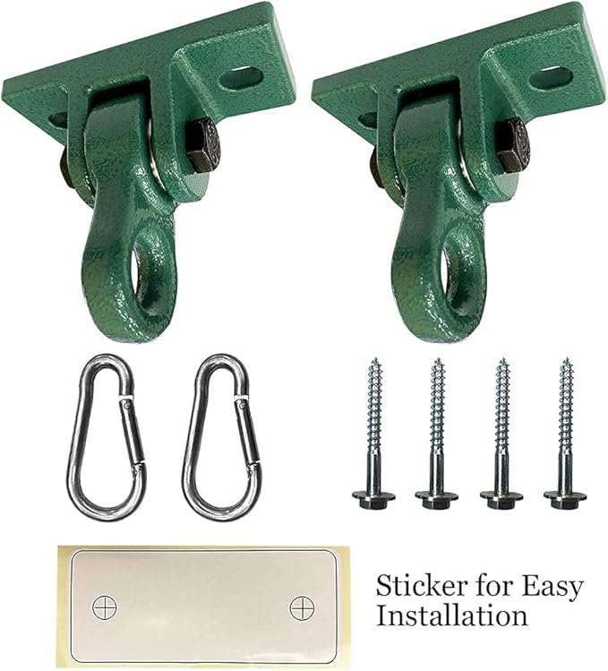 Heavy Duty Green Swing Hangers Screws Bolts Included Over 5000 lb Capacity Playground Porch Yoga Seat Trapeze Wooden Sets Indoor Outdoor 2 Pack