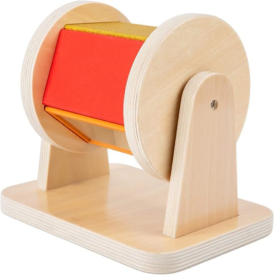 Adena Montessori Spinning Drum Baby Toys,Montessori Toys for Babies 6-12 Months Toddlers,Wooden Spinning Rainbow with Multiple Materials Baby Christmas Toys for Boy and Girls Gift(Medium-size Texture)