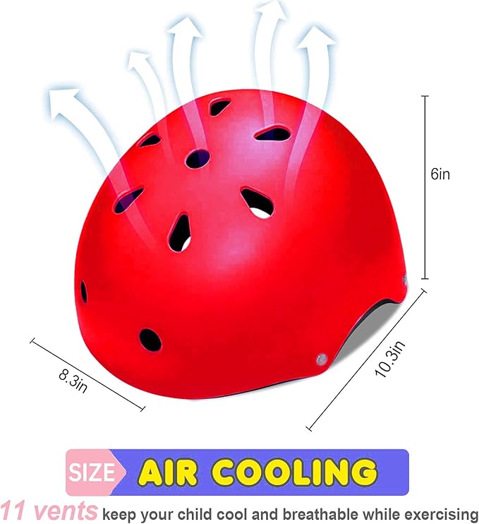 Adjustable Kids Helmet with Knee Pad, Elbow Pads & Wrist Guards - Toddler Bike Helmets for Ages 3-5, 5-8, 8-14 Years - Perfect for Skating, Biking, Cycling, and Skateboard - for Boys and Girls