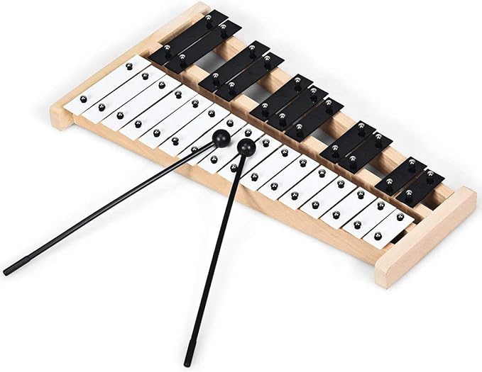 Giantex 27 Note Glockenspiel Xylophone, Percussion Instrument with Wood Base and 27 Metal Keys, Alto Full Size Glockenspiel Xylophone for Adults and Kids- Includes 2 Mallets and Carrying Bag