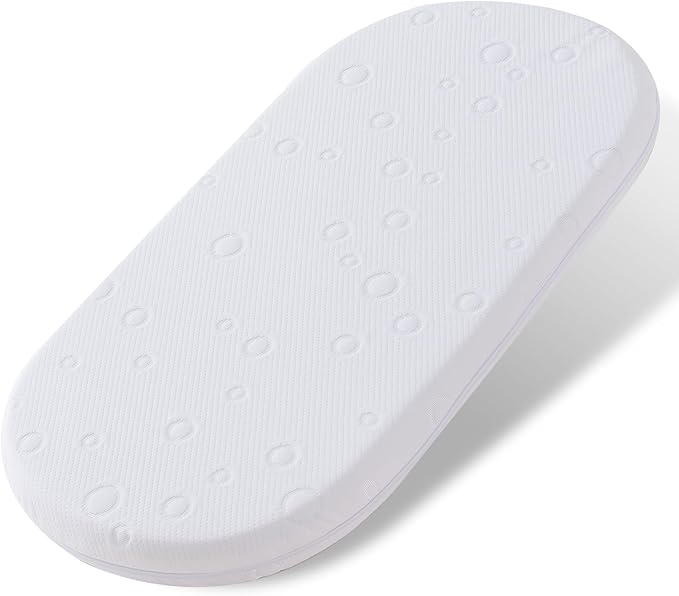 Baby Bassinet Mattress Topper, 30" x 15" x 2" Dual Sided Gel Memory Foam Mattress with Breathable Removable Soft Cover Fit for Most Moses Basket and Dream On Me Lacy Bassinet