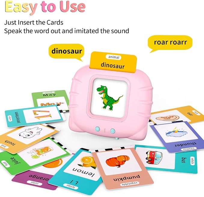 580 Pre-K Sight Words Talking Flash Cards with Dolch Words,Letters/Number Flash Cards 1-100 Kindergarten, Pocket Speech Toys, Educational Learning Gifts for 3 4 5 6 Year Old Girls, Pink