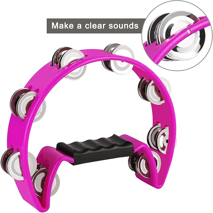 EastRock Tambourine,Metal Jingles Hand Held Percussion Half-Moon Tambourine and Egg Shakers for Adults, KTV, Party