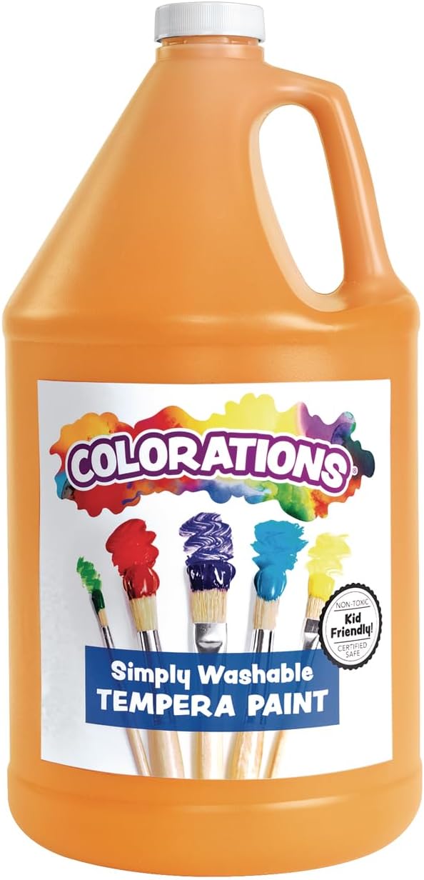 Colorations Paraben-Free Washable Tempera Paint for Kids - 1 Gallon Value Size. Vibrant Orange, Non-Toxic and Made in The USA