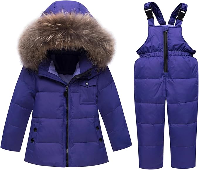 Baby Girl Winter Snowsuit Coat Boy Fur Snow Pants Bib Jacket For Toddler Clothes