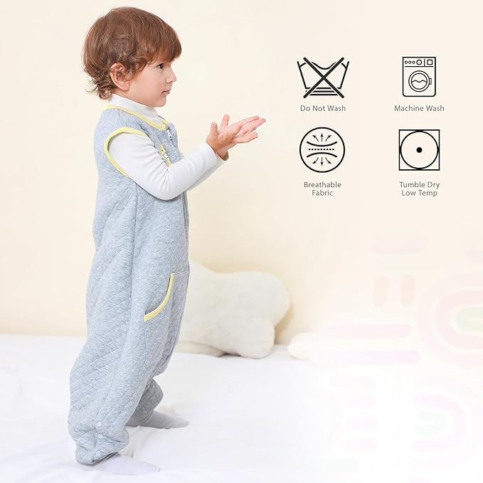 Baby Toddler Sleep Sack with Feet 2.5 TOG Winter, Wearable Blanket with Legs, Toddler Sleeping Sack Long Sleeve (Giraffe, 3T-5T)