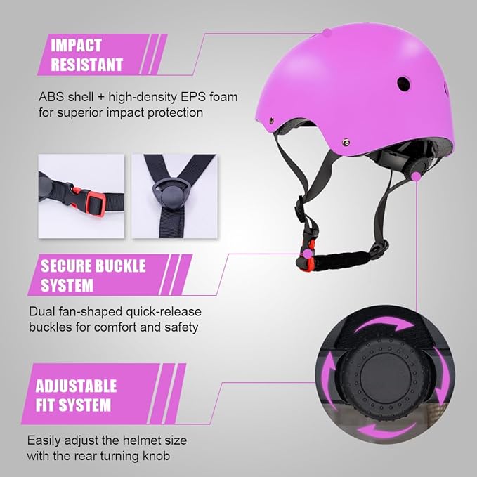 Kids Bike Helmet and Pads Set for Ages 2–14, CPSC Certified Adjustable Helmet with Knee Elbow Wrist Guards, for Skateboard, Scooter, Skating, Rollerblading, Multi-Sport Protective Gear