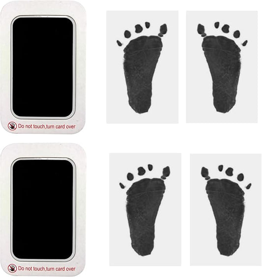 Baby Footprint and Handprint Kit, 2 Black Inkless Print Pads + 4 Imprint Cards, Dog Paw Print Kit Clean Touch Ink Pad Perfect Keepsake Gift for Newborns and Pets Printing Touch Imprints