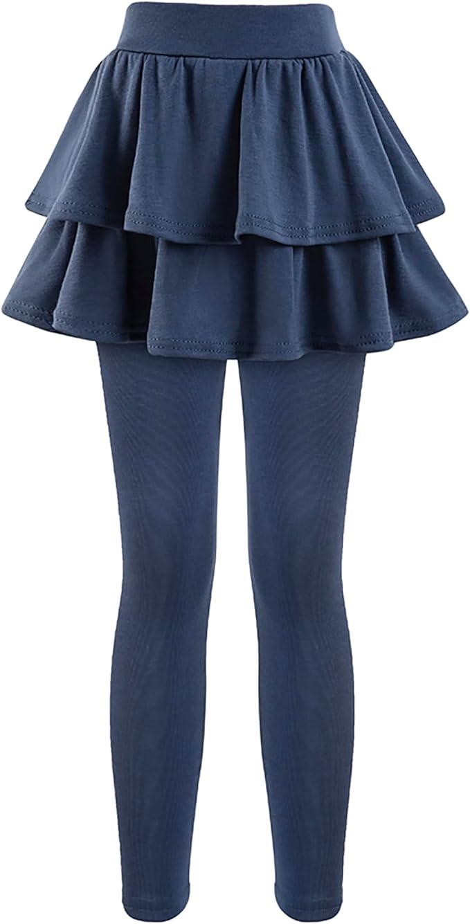 Girls School Uniform Pants Leggings with Skirts Stretch Warm Jegging 4-12 Years