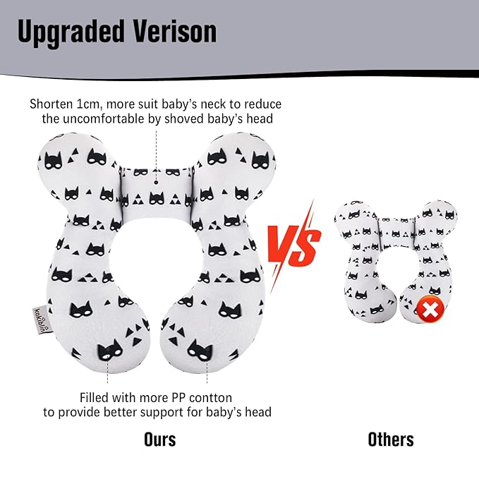 KAKIBLIN Baby Travel Pillow for Head and Neck, Upgraded Baby Support Pillow, Baby Neck Pillows for Car Seat,Pushchair,Travel, Grey