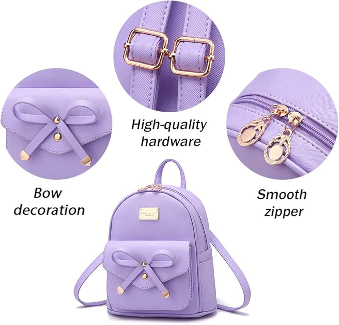 I IHAYNER Girls Bowknot Cute Leather Backpack Mini Backpack Purse for Women
