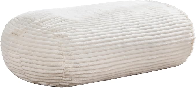 Hobestluk 4FT Bean Bag Chairs Adult Bean Bag with Portable Handle Comfy Large Bean Bag Chair with Removable Cover for Living Room Bedroom or Reading Nook (Stripe White, 4FT)