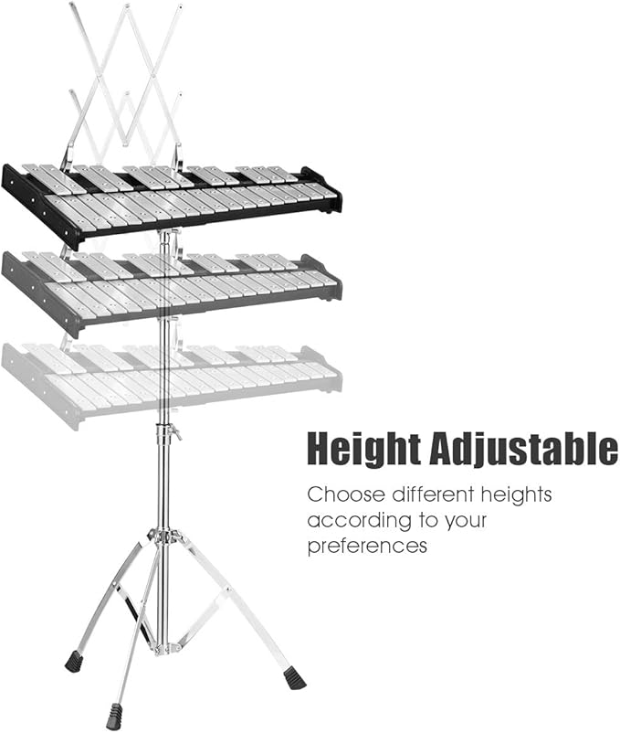 Giantex Percussion Glockenspiel Bell Kit 30 Notes, Xylophone with Adjustable Height Frame, Music Stand, 8" Practice Pad, Bell Mallets, Drumsticks, Carrying Bag, for School Band Beginner Student