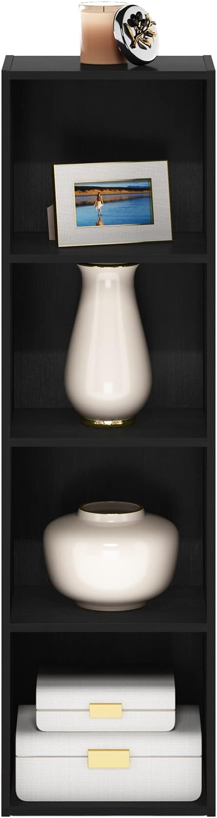 Furinno Luder Bookcase / Book / Storage, 4-Tier Cube, Blackwood