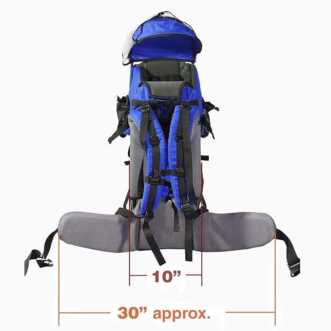 ClevrPlus Cross Country Baby Backpack Carrier, Blue, Toddler Hiking Backpack with Comfortable Seat, Adjustable Straps & Belt, Foldable Frame Lightweight Large Capacity Child Carrier for Outdoor