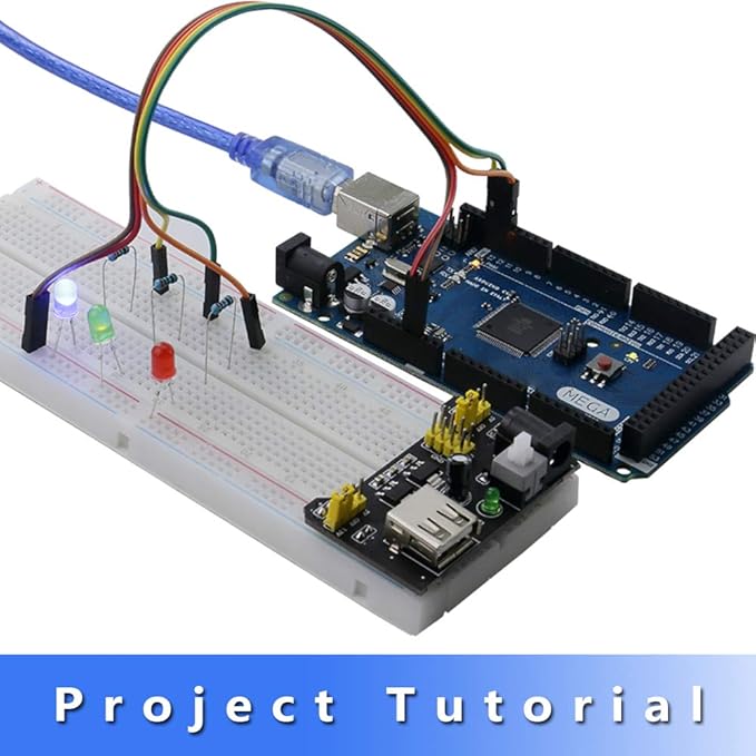 Complete Ultimate STEM Electronic Projects Starter Kit for Arduino with Mega2560, LCD1602, Servo, Stepper Motor, Sensors, Breadboard, Jumper Wire, Resistor, Capacitor, Transistor and Tutorial