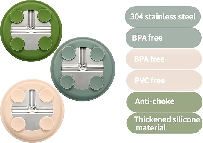 3Pack Sainless Steel Kids Plates with Suction, 8.1” Divided Toddler Baby Plates with Removable Silicone Sleeves BPA Free Non-Slip 2-in-1 Anti Breakage Metal Toddler Bowls