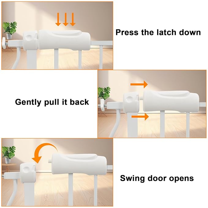 Extra Wide Baby Gate Extra Tall Dog Gate for Stairs Doorways White Metal Tension Child Pet Safety Gates with Pressure Mount 43.5-48 Inch