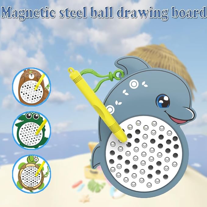 1PCSTurtle Magnetic Drawing Board for Kids & Toddlers with Beads and Magnet Stylus Pen - Magnetic Travel Toy for Airplane & Car Ride Activities for Kids