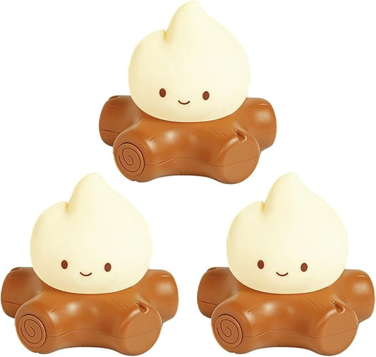 Fake Campfire Lamp, Ambient Lighting, White Noise Soothes The Mood, Portable Rechargeable Night Light, Candlelight Mode Mood Lighting, Bedroom, Desktop, Camping Decor (3Pack)