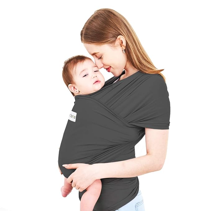 Acrabros Baby Wrap Carrier,Hands Free Baby Carrier Sling,Lightweight,Breathable,Softness,Perfect for Newborn Infants and Babies Shower Gift,Charcoal Grey