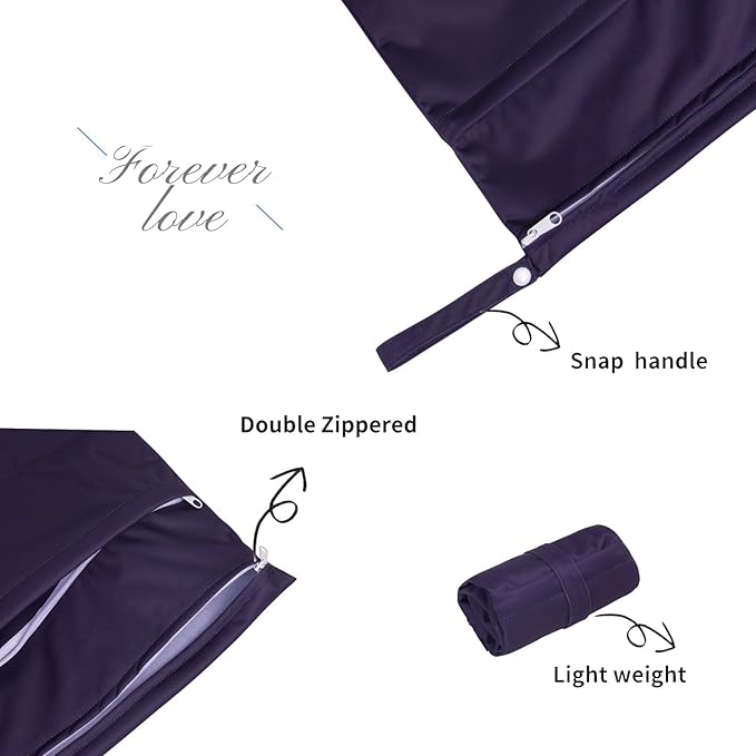 ALVABABY 3pcs Cloth Diaper Wet Dry Bags Waterproof Reusable with Two Zippered Pockets Travel Beach Pool Daycare Soiled Baby Items Yoga Gym Bag for Swimsuits or Wet Clothes 3L-ZM08