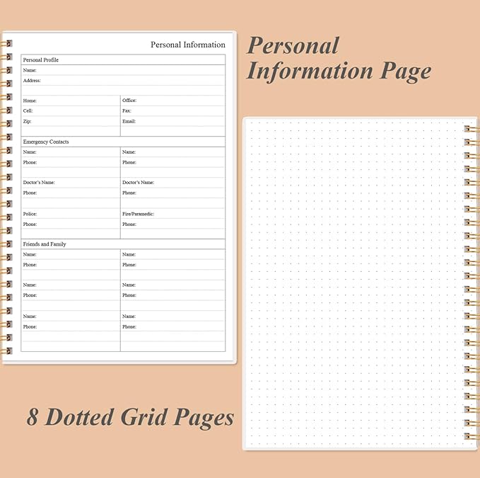 Daily Planner Undated - B5 To Do List Notebook Hourly Schedules, Spiral Appointment Planner for Women and Men, PVC Hardcover, Inner Pocket, Elastic Closure, 7" x 10", Rose Leaf