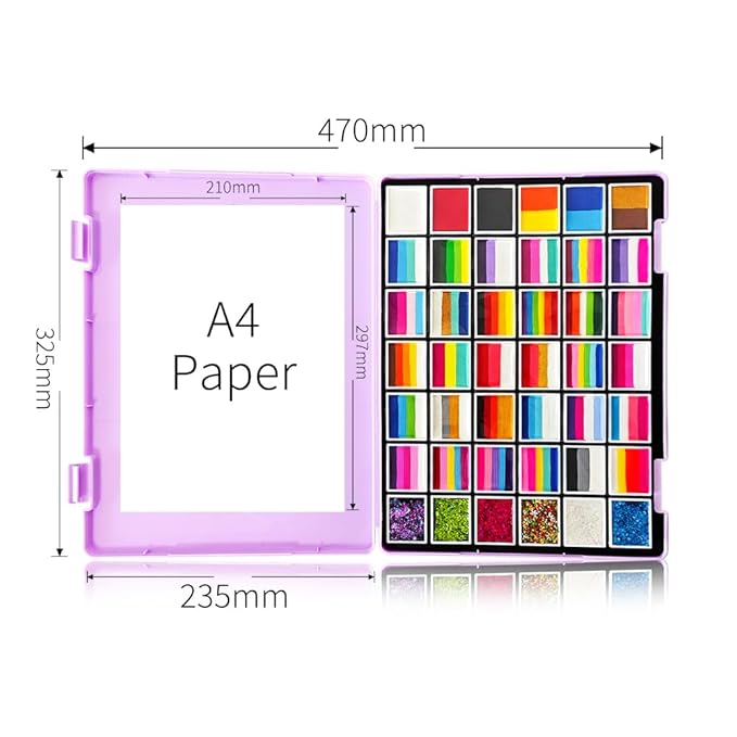 Face Body Paint Kit for Kids & Adults - 36 Vibrant Rainbow Colors,6 Glitter Gels,with Stencils,Brushes,Tattoos.Ideal for Halloween,Christmas, Birthday Parties,Cosplay (Rainbow Sparkle Set)