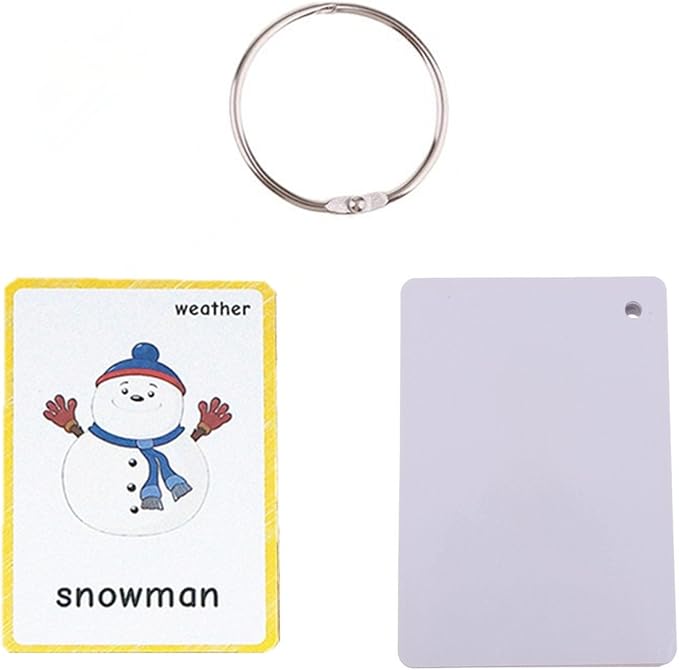 22 Weather Flash Cards(pre k flashcards) - Classroom Decorations and Early Learning Kindergarten Teacher Tools - Flash Cards Hole Punched - with 1 Ring -So You Can Sort and Organize The Cards Easily