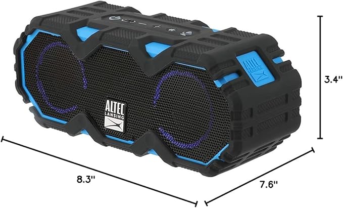 Altec Lansing LifeJacket Mini - Waterproof Bluetooth Speaker with Lights, Portable Wireless Speaker for Pool, Beach, Hiking, Sports, Camping, 16 Hour Playtime, Floats in Water