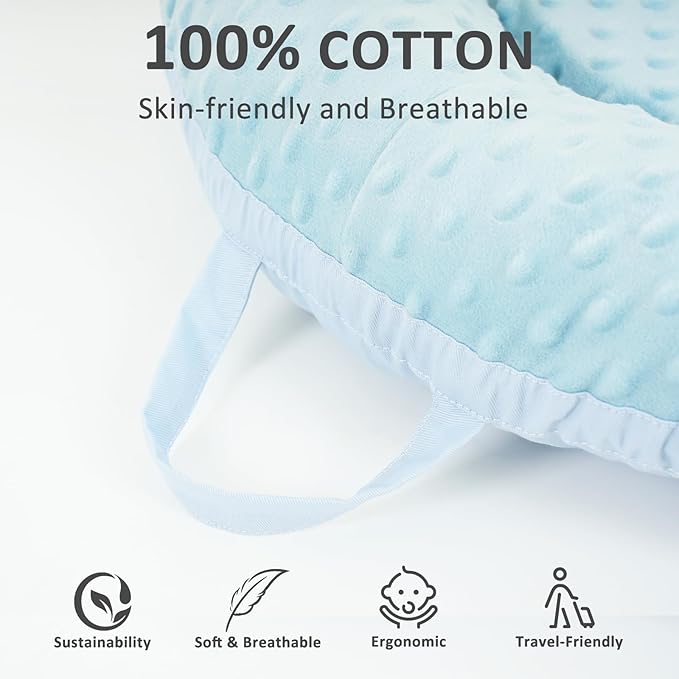 Baby Lounger – Soft & Breathable Newborn Nest for Infants 0-24 Months, Organic Cotton Baby Pillow for Tummy Time, Playtime & Travel, Newborn Babies Essential Gift