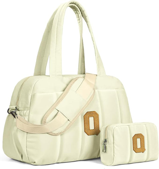 Duffle Bag for Travel Women, Travel Bags，Monogram Gifts-Initial Overnight Bag with Wet Pocket，Lightweight Weekender Bags Personalized Gym Tote with Makeup Pouch