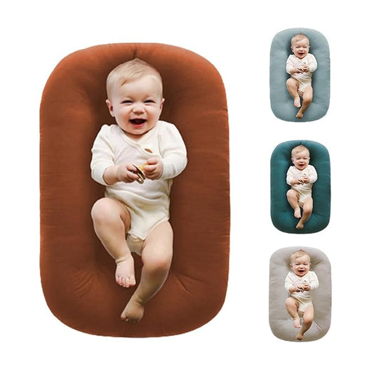 Baby Lounger for Newborns, Baby Nest & Floor Cushion, Soft Cotton, Portable Diaper Changing Pads for Boys & Girls 0-12 Months(Coffee)