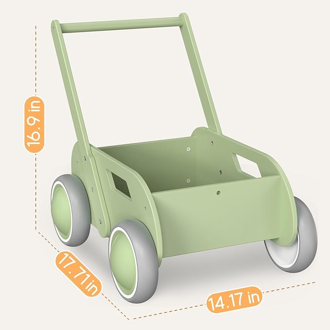 2025 HOMEKOL Wooden Baby Walker,Baby Push Walker, Adjustable Speed Baby Walker for Boys and Girls, Baby Activity Center, Gift for Birthday, Christmas and New Year Nature Green