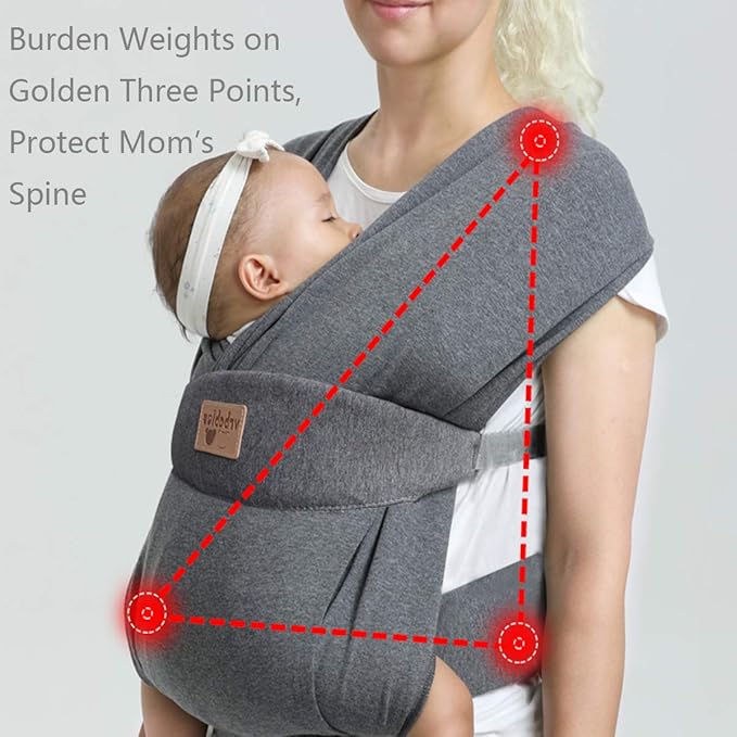 Ergonomic Baby Carrier for Newborns to Toddlers, Skin-Friendly and Soft Front Baby Carrier Wrap, Easy Breastfeeding, Lightweight and Breathable, Perfect Baby Shower Gifts (Dark Grey)
