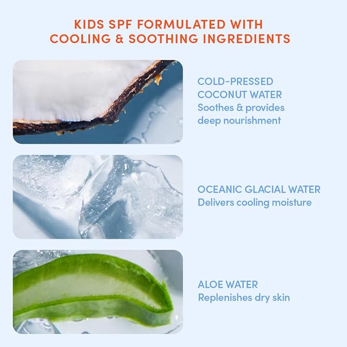 Evereden SPF50 Fluid Silk Mineral Kids Sunscreen: Clean Cooling Non-Nano UVA, UVB, & IR Protection for Sensitive Skin - Sheer, Lightweight, & Waterproof for Up to 40 Mins - Beach Day Toddler Sunscreen