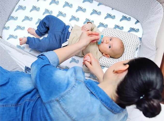 4 Pack Soft Baby Boy Sheets Dinosaur Star Cloud Soft Polyester Neutral Unisex Fitted Sheets Set for Baby Boys