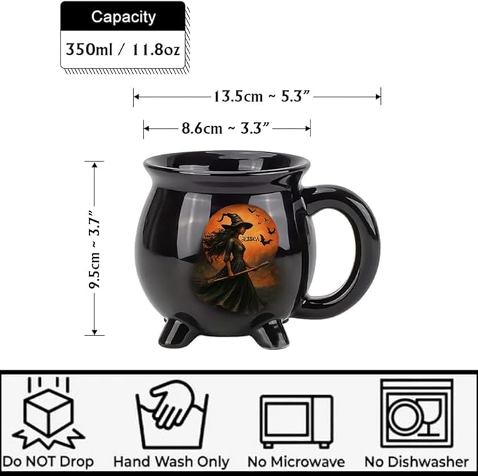 Custom Witch Cauldron Mug, Personalized Witches Brew Halloween Coffee Mug, Halloween Mugs Gifts For Women, Besties, Family, Witches Cauldron, Witch Coffee Mug, Witchy Gifts For Women (2pcs)