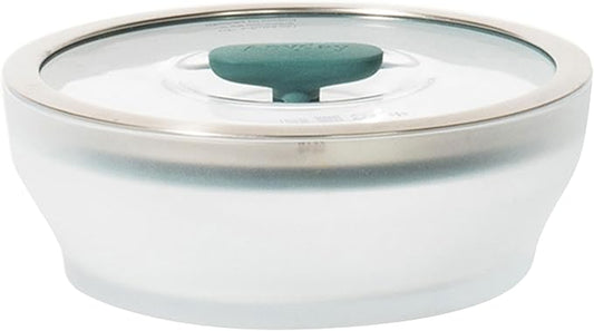 Anyday 4-Cup Microwave Cookware & Glass Container with Glass Lid, Plastic-Free Shallow Food Storage | Stackable Airtight Steamer with Vented Lid for Microwave-Safe Reheating, Steaming Vegetables