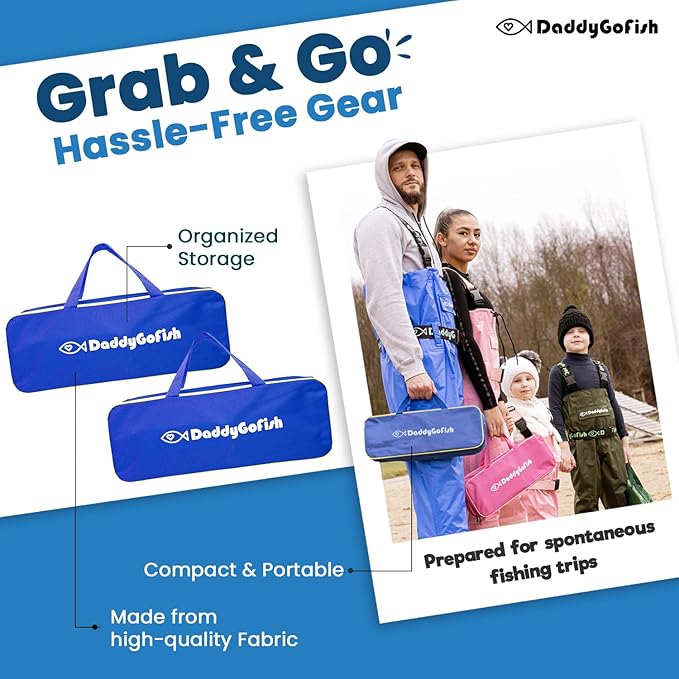 DaddyGoFish Kids Fishing Pole - Rod Reel Combo Tackle Box Starter Set - First Year Small Dock Gear Kit for Boys Girls Toddler Youth Age Beginner Little Children Junior Anglers Older Kids