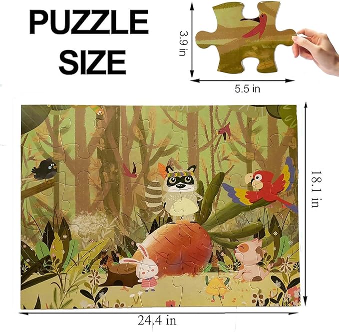 Jumbo Floor Puzzle for Kids, Large Jigsaw Puzzles 35 Piece for Kids Ages 3-5,Preschool Learning & Education Toys, Gifts for 4-8 Year Old Boys and Girls (Forest Animals 2)