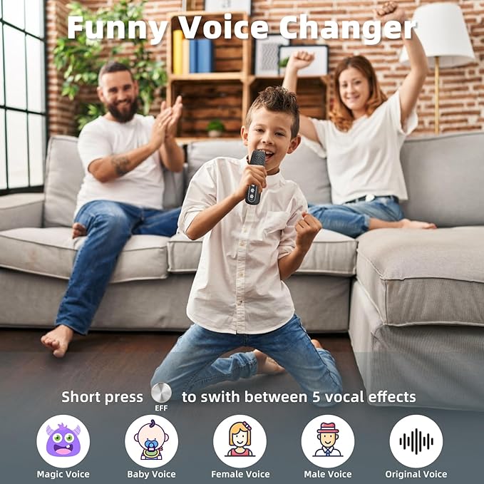 Karaoke Machine for Kids Adults - Portable Bluetooth Speaker with 2 Wireless Microphones, Singing Machine for Party, Birthday Gifts for Girls Boys Ages 4, 5, 6, 7, 8, 9, 10, 11, 12+ Years Old