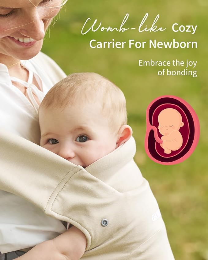GROWNSY Baby Carrier Newborn to Toddler, Cozy Baby Wraps Carrier, Ergonomic Baby Carrier with Head Support, Cream