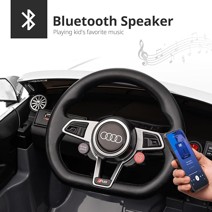 Electric Ride on Car for Kids, Licensed Audi 12V 7Ah Kids Ride-on Toy for Toddlers 3-5 Year Old Girls with Remote - White