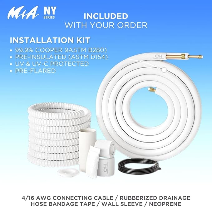 Cooper & Hunter 6,000 BTU 115V Single Zone Wall Mount Ductless Mini Split Air Conditioner & Heat Pump – 21.5 SEER2 – 16FT Installation Kit – R-410A Refrigerant Pre-Charged – Inverter