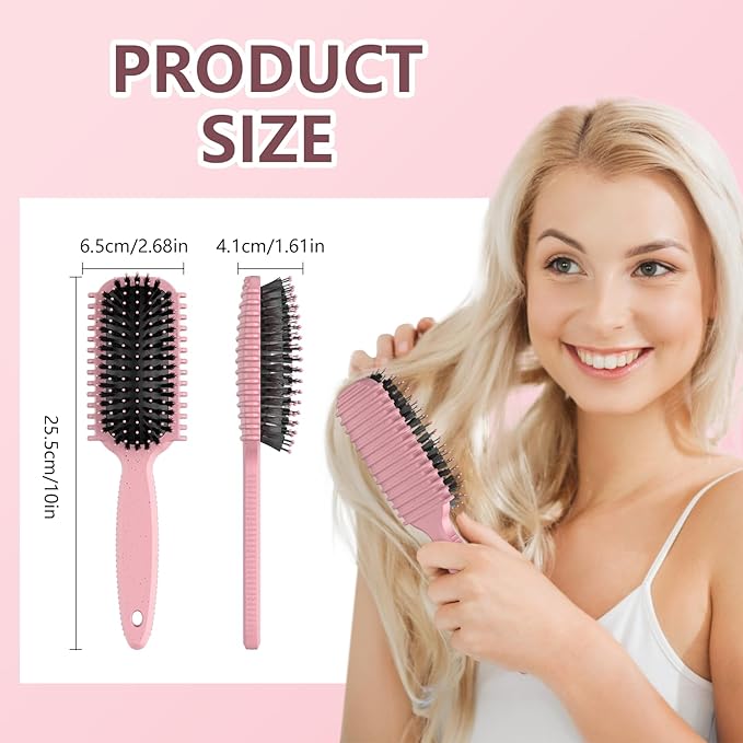 Curl Defining Brush, Curly Hair Brush, Slick Back Hair Brush, For Combing and Shaping Curls in All Hairstyles to Reduce Pulling (Pink)