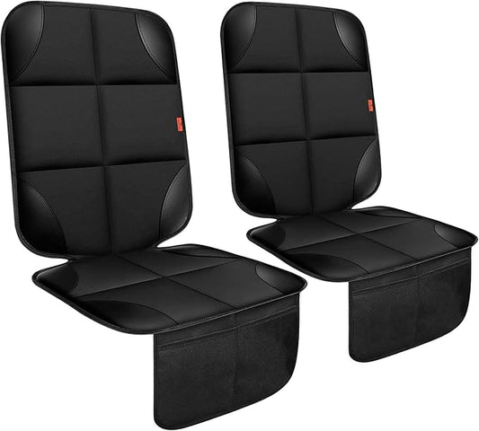 Car Seat Protector 2 Pack Car Seat Cushion Mat Thickest Padding,Waterproof 600D Fabric Car Seat Covers for Non-Slip Backing Mesh Pockets for Baby and Pet (Black, 2 Pack)