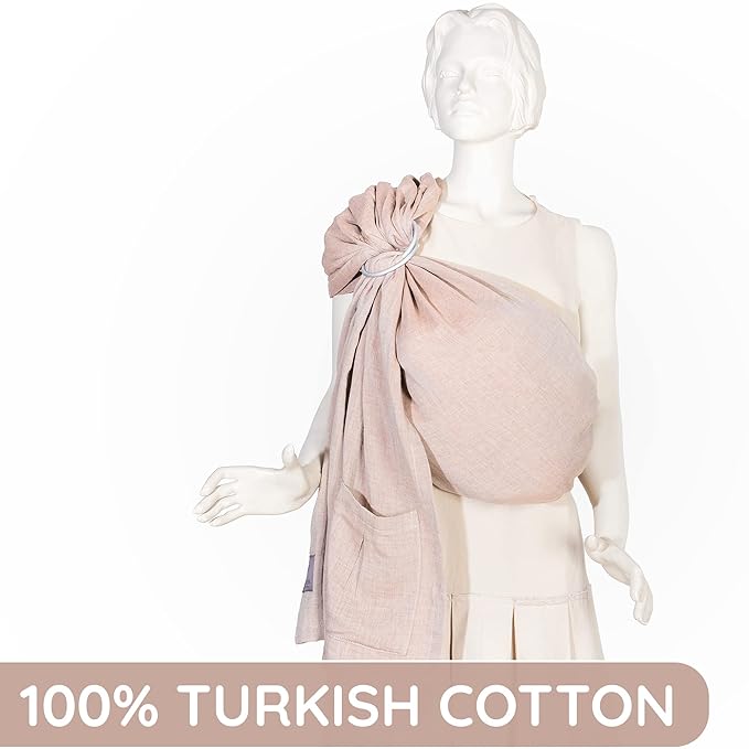 Baby Ring Sling – Breathable 100% Cotton Wrap for Infant Support, Baby Sling Carrier – Adjustable Muslin Fabric, Sunset Rose Baby Sling Wrap - Soft Chest Hold for Travel